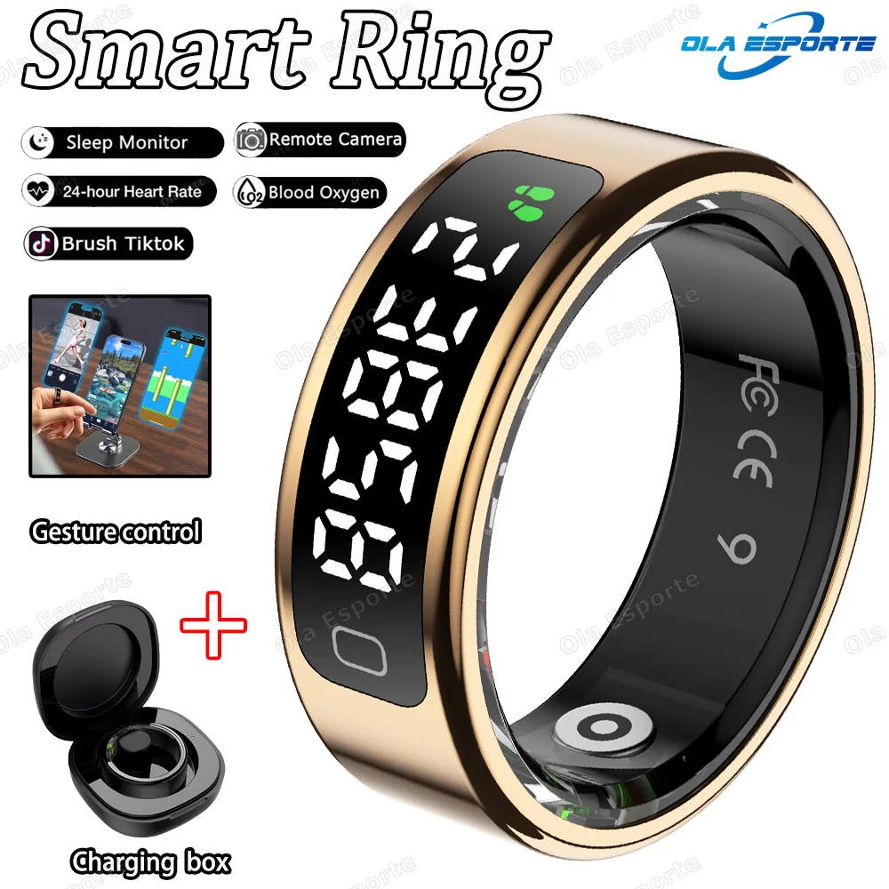 2026 Neue Videosteuerung GPS Motion Smart Ring LED-Anzeige Herzfrequenz Blutsauerstoff-Smartring IP68 & 5ATM Wasserdichter Sport-Smartring