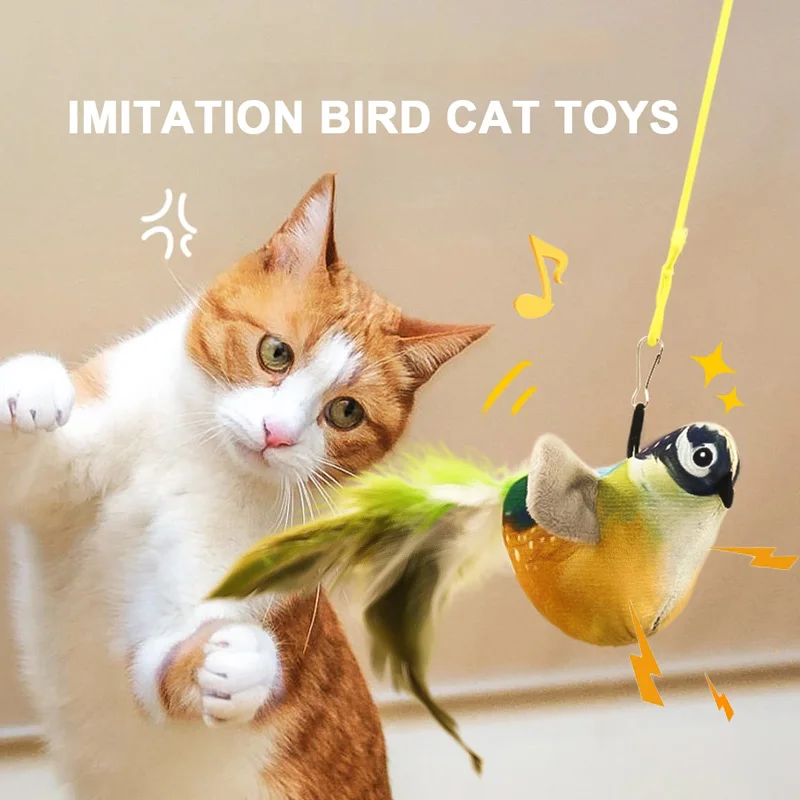 1~2PCS Interactive Cat Toy Imitated Chirping Bird Cats Dogs Robin Sparrow Catnip Squeak Simulation Bird Sound Pet Dog Toy