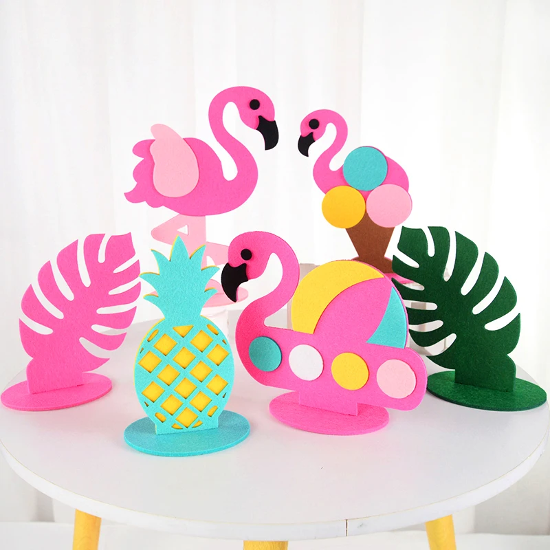 

2Pcs Tropical Hawaiian Party Decoration Flamingo Pineapples Coconut Tree Felt Table Ornaments Summer Wedding Birthday Supplies