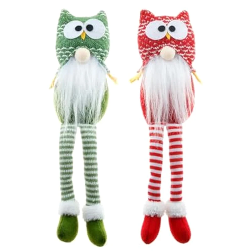 

2PCS Owl Gnome Ornaments Knitted Owl Toys Huggable Soft For Cartoon Swedish Tomte For Bed