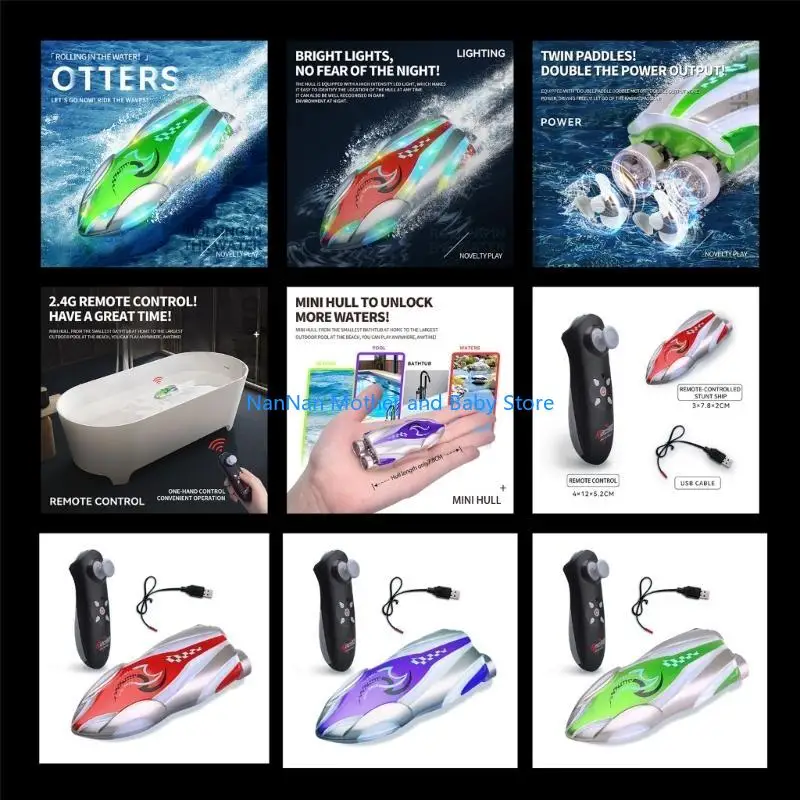 Mini acrobazie barca barca elettrica velocità yacht giocattolo 2,4 Gz Rolling Boat Boys Regalo per il compleanno del