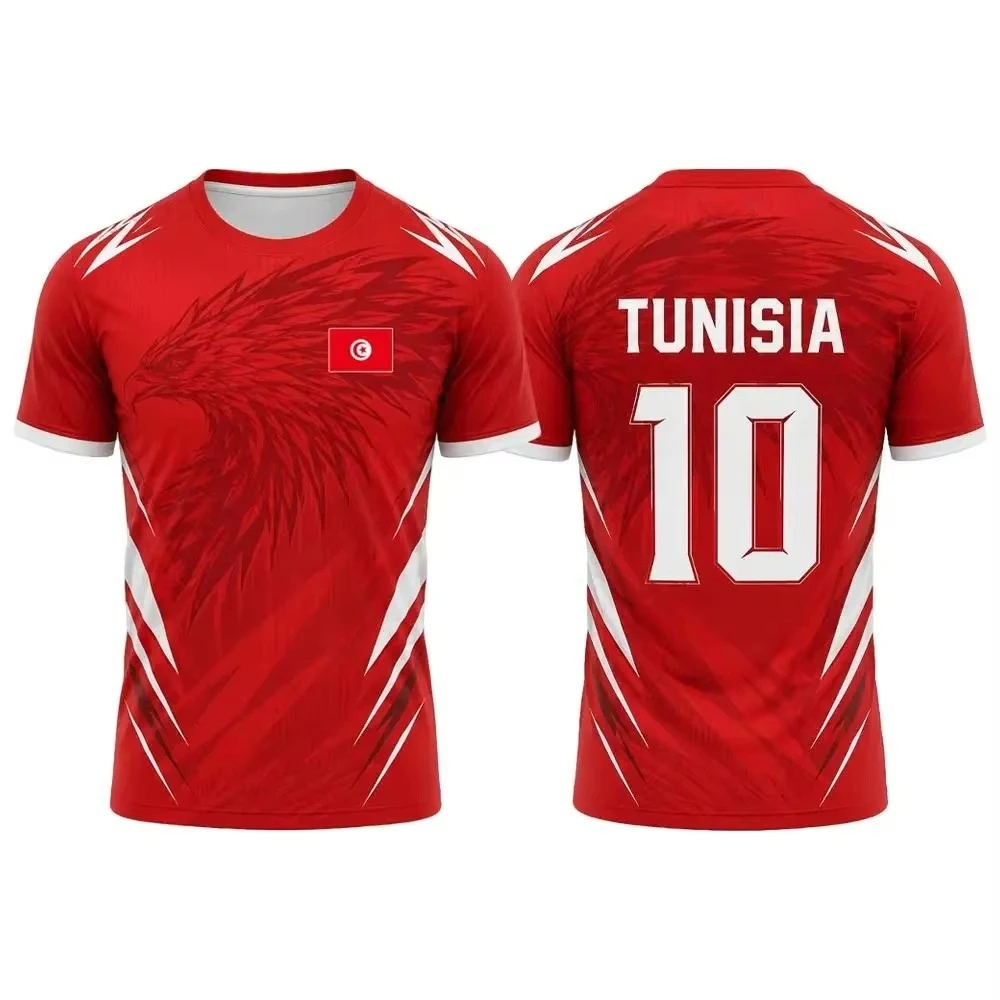 2026 Tunisia Flag Print Jersey 3D Print Breathable Quick Dry Family Style for Kids Adults Outdoor Training Sports Fitness