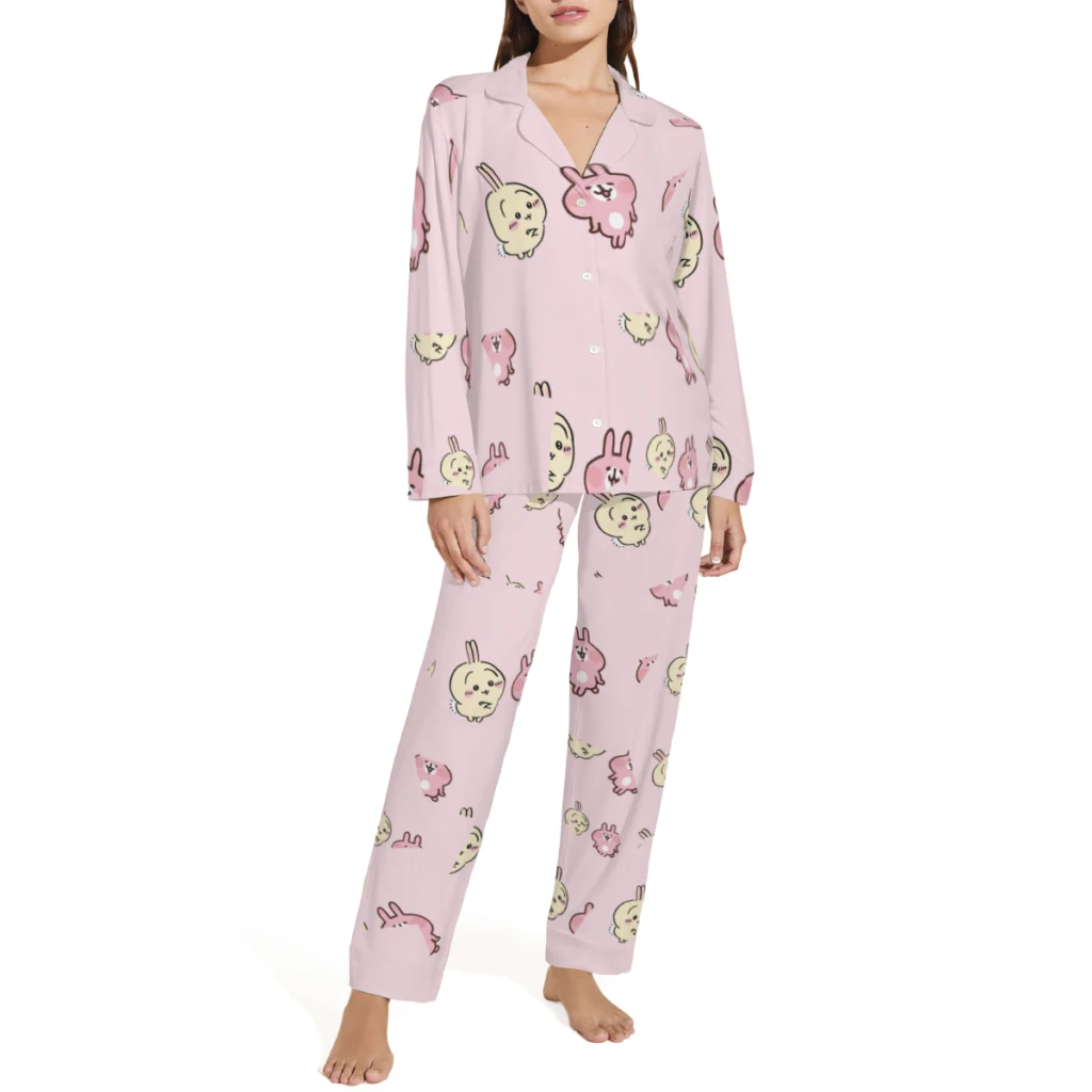 Chiikawa Complete set of printed pajamas, comfortable/cute/patterne