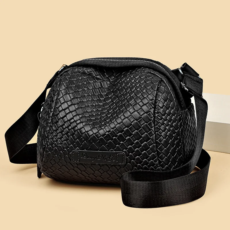 Luksusowe damskie torby na ramię Crossbody Woven Pattern Shell Bag Leather Chest Bag Fashion Mobile Phone Purses Ladies Waist Bag