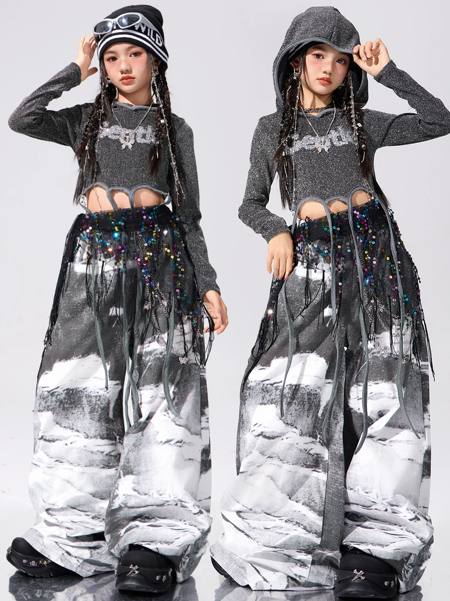 Girls' Jazz Dance Outfit Hip Hop Crop Top Performance Costume Street Dance Trendy Performance Clothes for Female Groups