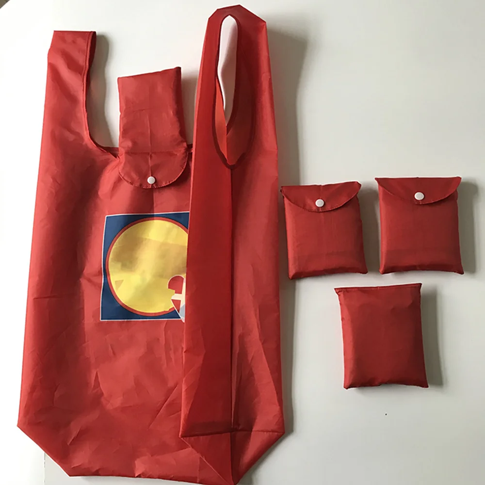 On Sale Pretty Sustainable Folding Square Bag Eco Polyester Shopping Bag Large Capacity Durable Storage Bag for Advertising