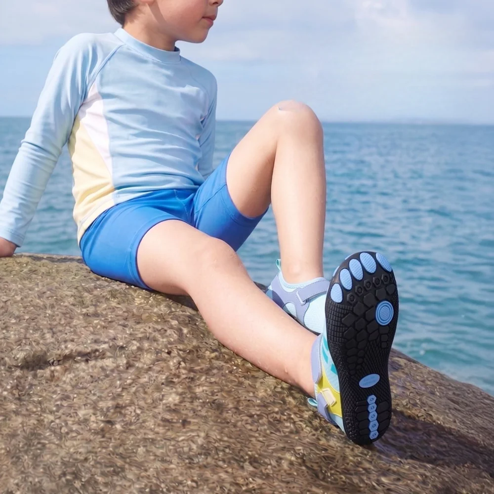 Kids Water Sports Shoes Adjustable Strap Cartoon Print Non-slip Five-toe Sole Quick Dry Skin-friendly Beach Walking Aqua Socks
