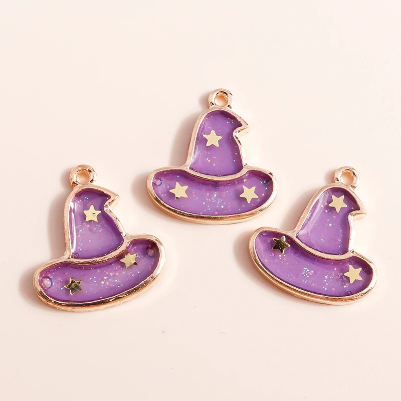 

Leslie 10pcs Enamel Halloween Charms Candy Color Witch Hat Charms Pendants of Necklace Earrings DIY Jewelry Making Accessories