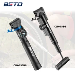 BETO Portable Bike Pump Small Super Light Cycling Riding Inflator Bicycle Repair Tool Accessories Support U.S. France Standard