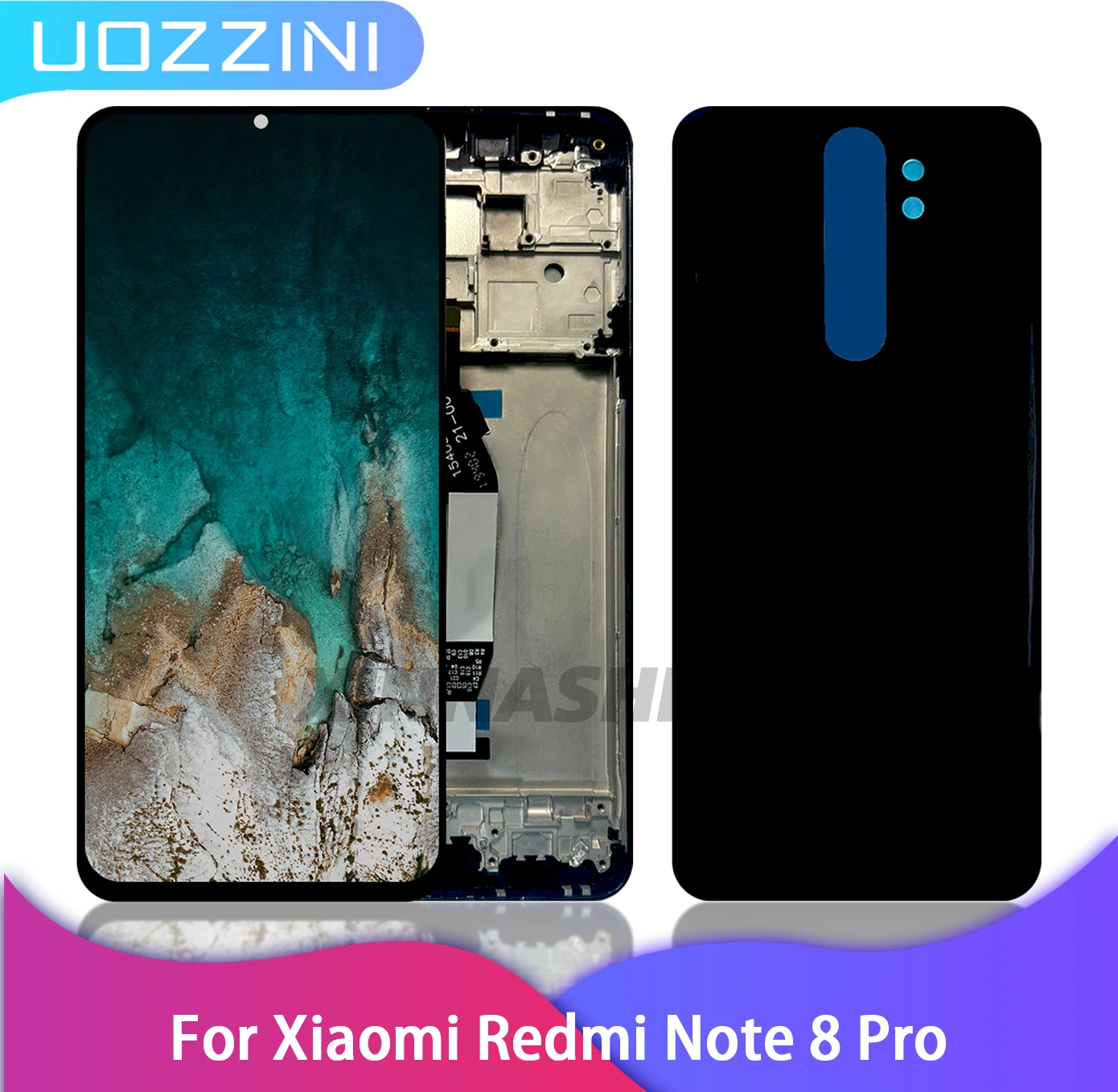 LCD For Xiaomi Redmi Note 8 Pro LCD Display Touch Screen Frame Battey Cover Housing Digitizer Assembly