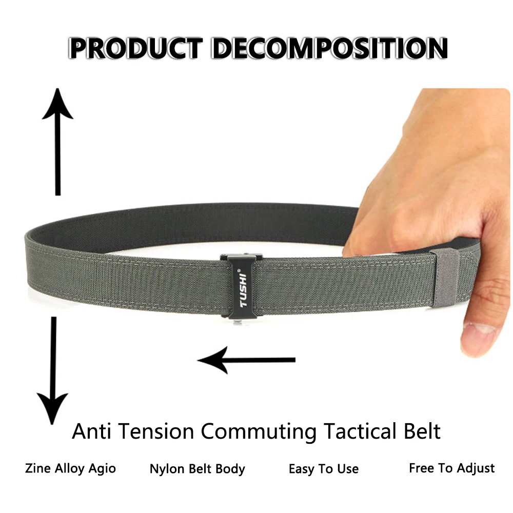 TUSHI Hard Military Belt for Men Sturdy Nylon Metal Automatic Buckle Police Duty Tactical Belt Outdoor Girdle IPSC Accessories