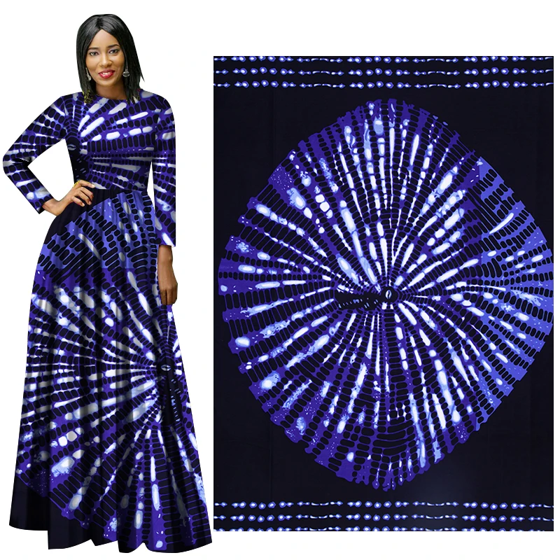 African Cotton Fabric Ankara Dresses Nigerian Fashion Batik Blue Fabrics 3/6 Yards/Lot Material 24fs1594 view 6