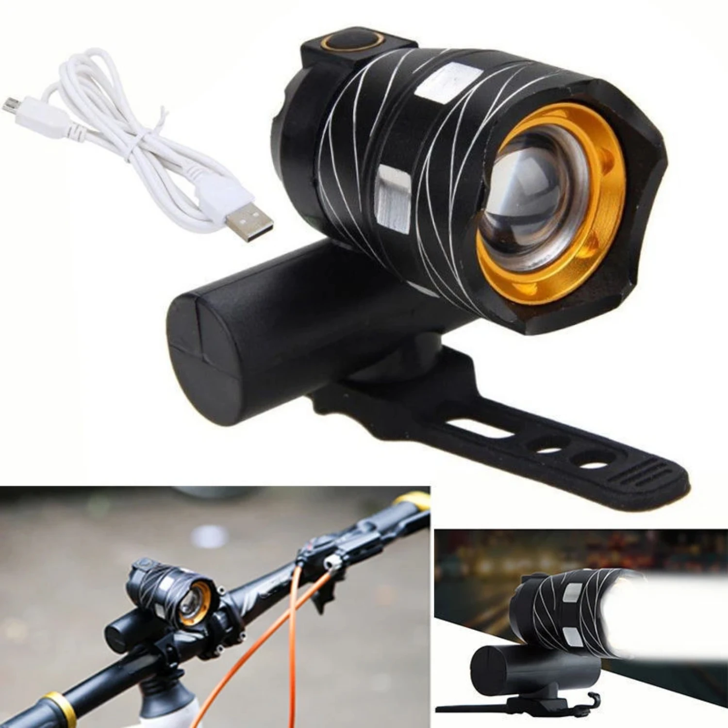 

Bicycle Light Bike Light USB Rechargeable Headlight Flashlight Waterproof Zoomable Cycling Lamp Bike Z30 15000LM