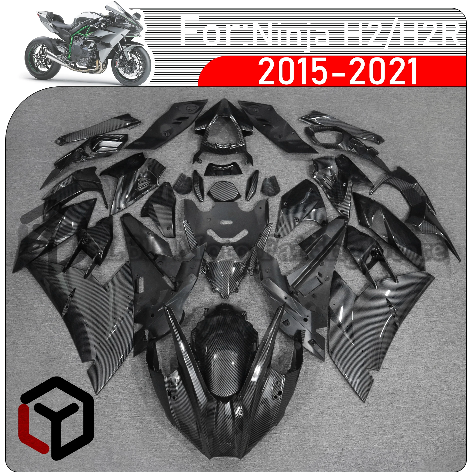 Motorcycle Full Fairing Carbon Fiber Painted Look kits For Kawasaki Ninja H2 H2R H2C 2015 - 2022 Full Body Fairing