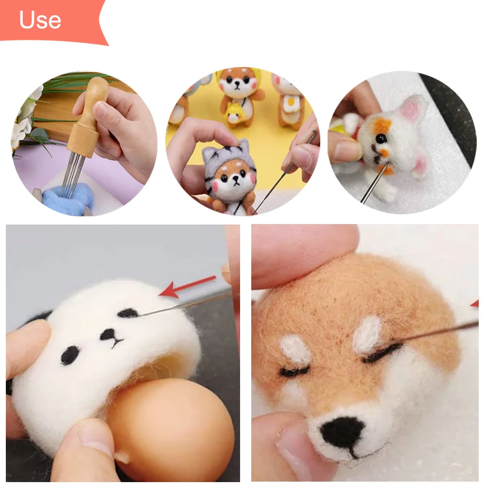 Needle Felting Kit With Wood Handle Needle Felting Tool 3 Sizes 18 Pcs Felting Needles Finger Protector For DIY Sewing