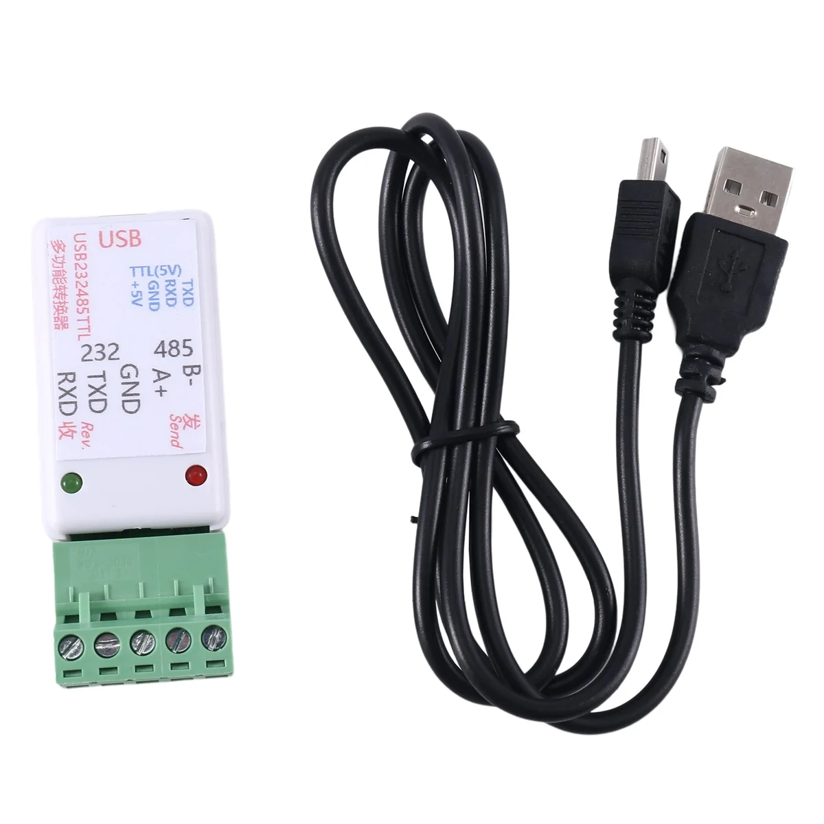 3 In1 USB 232 485 TO RS485 / USB TO RS232 / 232 TO 485 Converter Adapter Ch340 W/LED for WIN7,Linux PLC Access Control