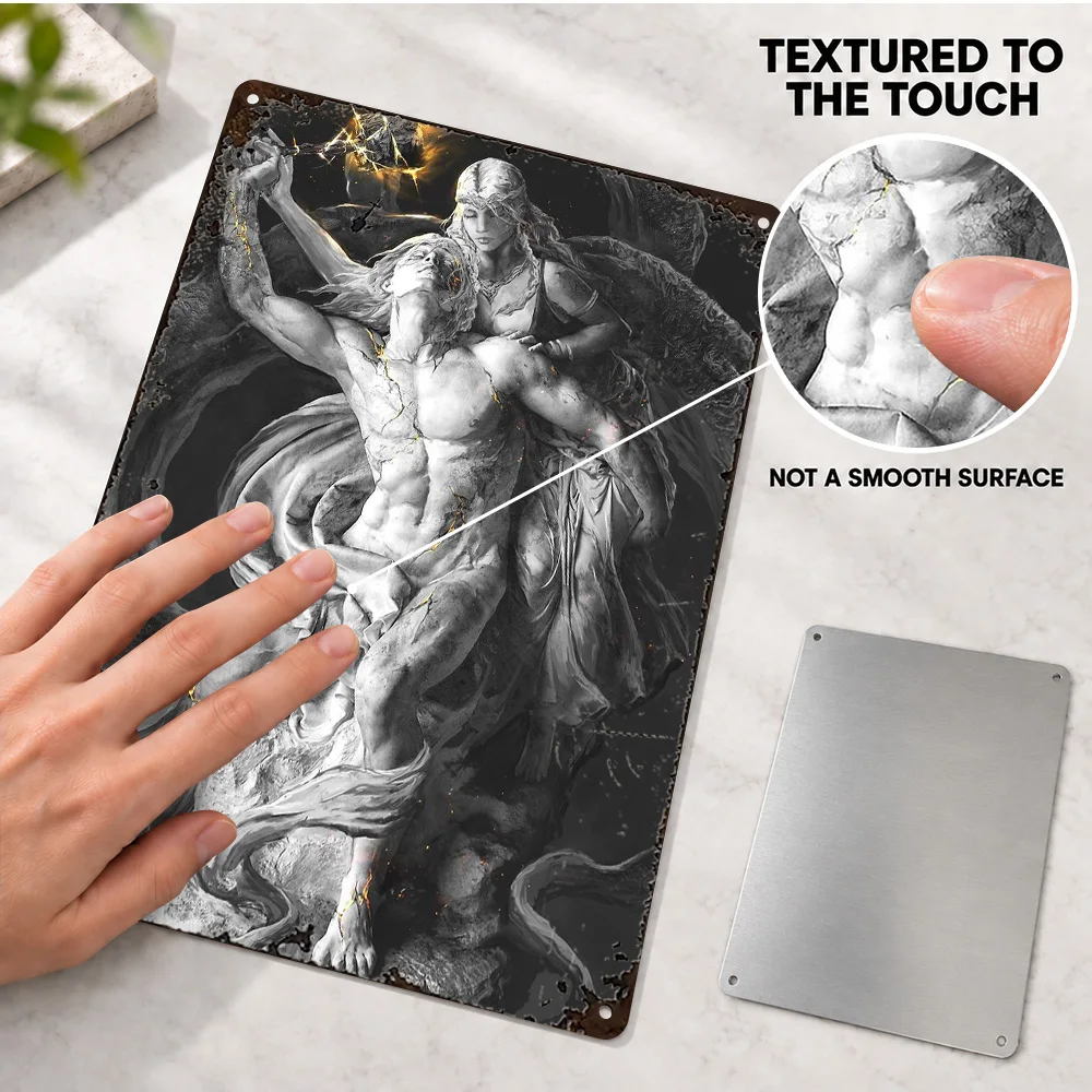 Shatter Printed Poster Personalized Aluminum Metal Sign Black And White Portrait Photography Wall Art In Library Book Lover Gift