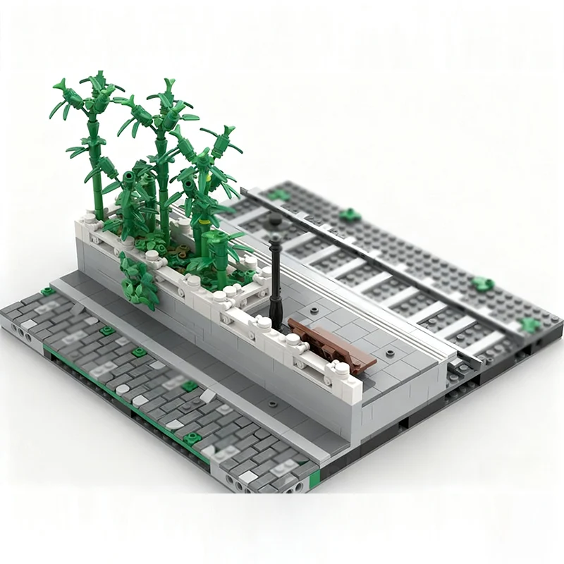 Briques de construction MOC Street View, gare, plate-forme végétale, technologie modulaire, cadeaux de vacances pour enfants, jouets à assembler, costume