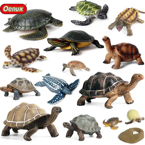 Oenux 해양 동물 Leatherback 거북이 거북이 성장주기 바다 생활 모델 인형 액션 피규어 PVC 교육 아이 장난감 선물