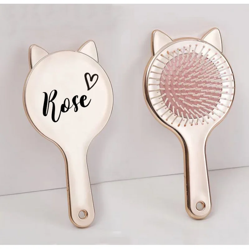 

Personalized Cat Ear Hair Brush, Wedding Bridesmaid Air Cushion Comb, Birthday, Christmas, Valentines Gift for Girlfriend