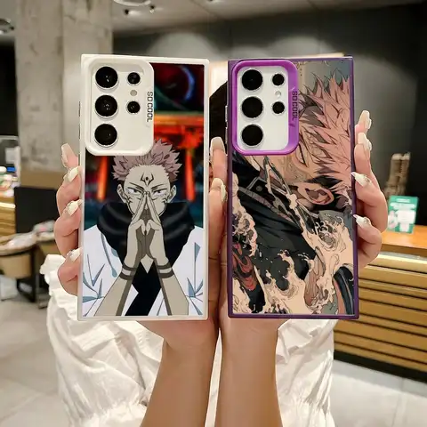 Sukuna Jujutsu Kaisen Cassa Del Telefono Per Samsung Galaxy S25 Bordo S24 S23 S22 S21 S20 Ultra Silicone Colorato Argento Cassa Del Telefono