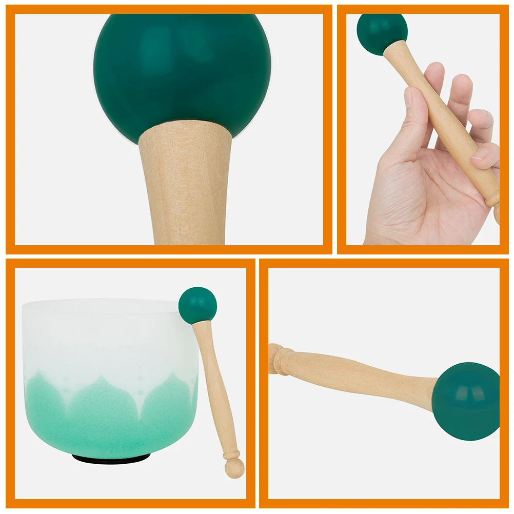 

Bowl Knock The Crystal Handle Singing Musical Instrument Green Wood Chime Mallet