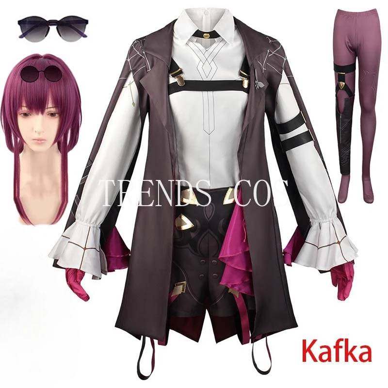 

Cosplay Anime Honkai: Star Rail Kafka Cosplay Costume Halloween Big Size Kafka Outfits Eyeglasses Wig Stockings for Comic Con