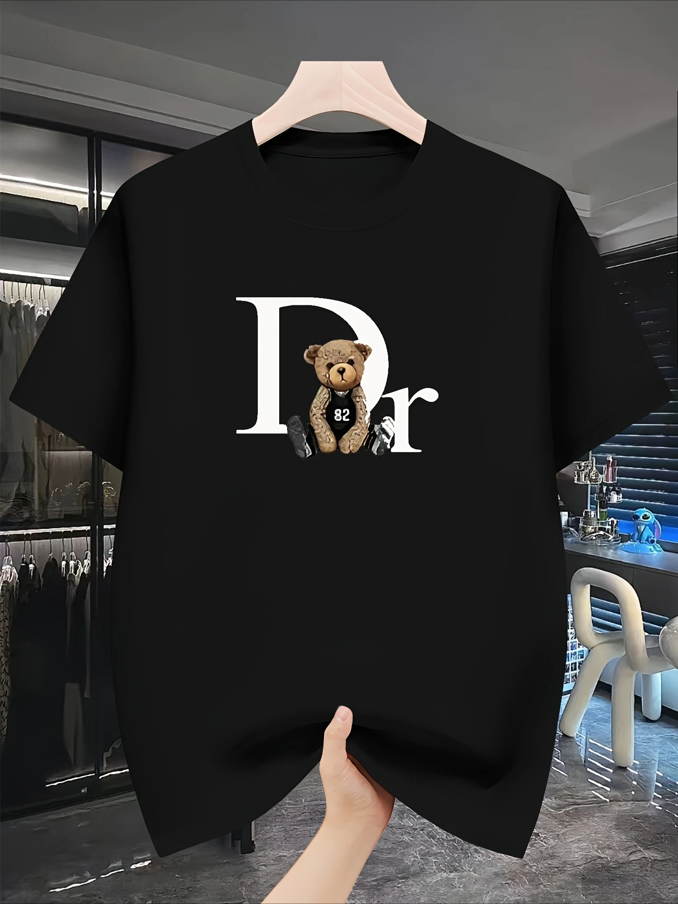 

Teddy Bear Graphic Printing Summer Autumn Winter Luxury Brand Pure Cotton Men's and Women's T-shirt Short Sleeve Outdoor Sports