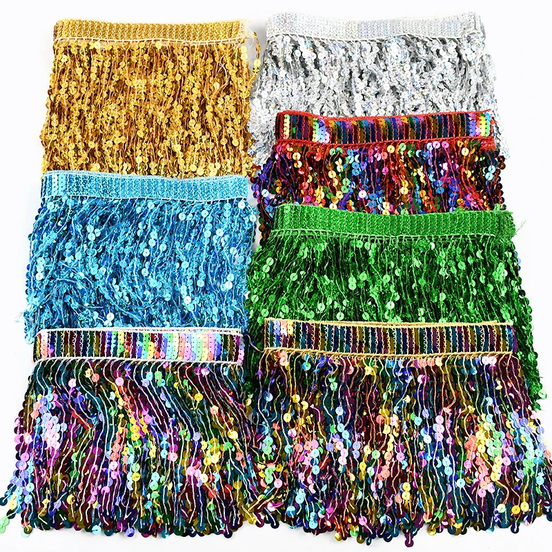 

9M Meetee 16cm Sequin Fringe Tassels Glitter Lace Trim Fringes for Dress Wedding Clothes Tassel Trimmings DIY Sewing Accessories