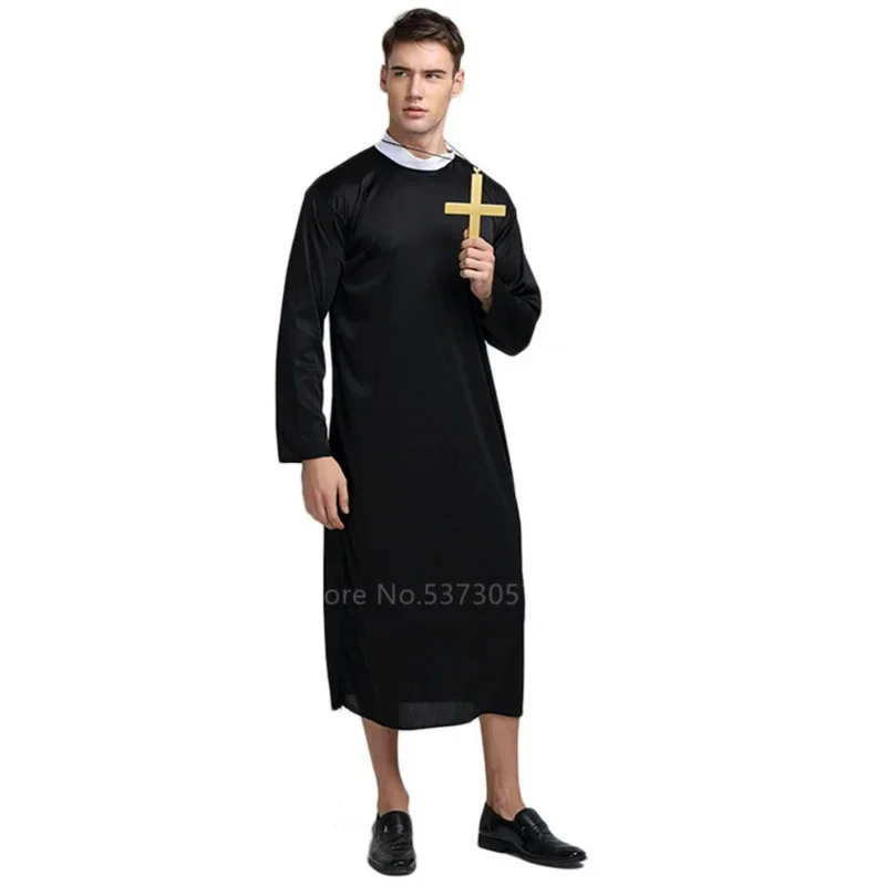 Missionary Cosplay Costumes for Women Halloween Carnival Priest Nun Long Robes Religious Pious Catholic Church Vintage Medieval