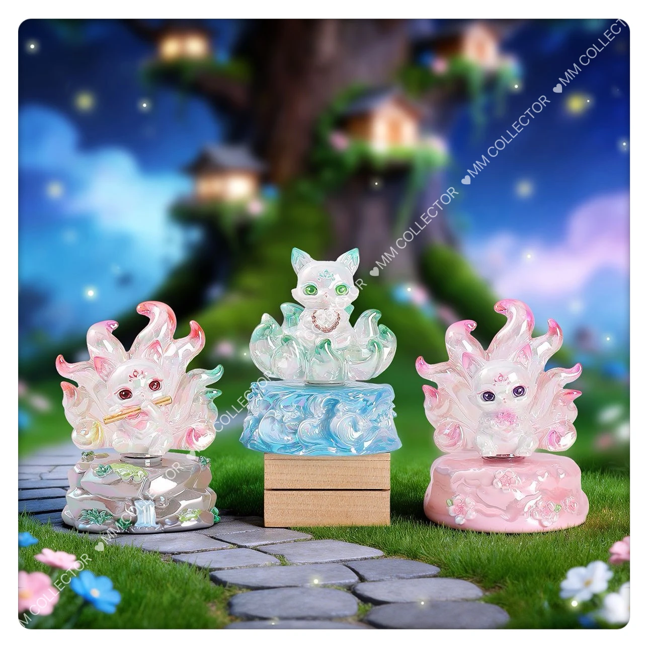 Rotatable Dream Traveling Mountains and Seas Spirit Fox Chinese Style Blind Box Colorful Resin Figure Transfer Good Luck For You view 5