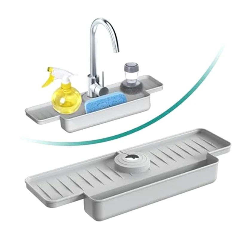 حوض المطبخ الجيد سبلاش الحرس ترقية صنبور المياه الماسك صينية بالوعة الإسفنج حامل رمادي #2