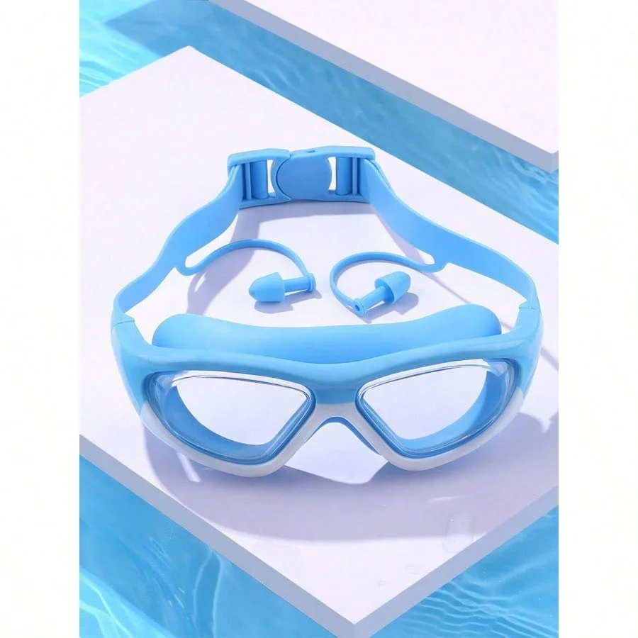 Oversized Swimming Goggles, Anti-Fog Anti-Water Silicone Swim Glasses With Ear Plugs, Suitable For Swimming Training And Leisure, Holiday Gift, Beach Essentials, Beach Accessories, Pool Float