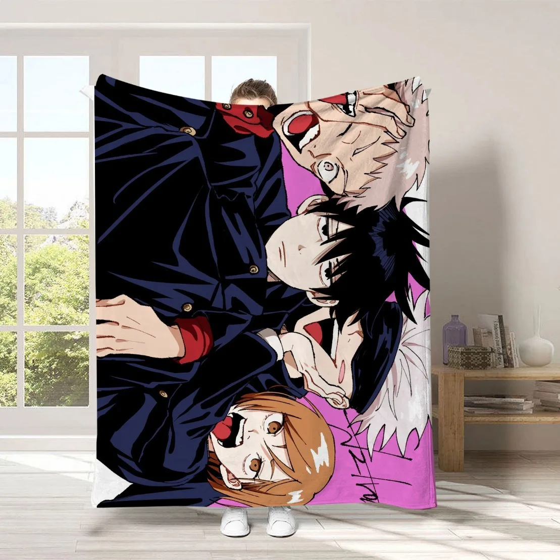 Cartoon Anime Jujutsu Kaisen Throws Blanket,3D Print Jujutsu Kaisen Blankets,Satoru Gojo Blanket for Boy Gift