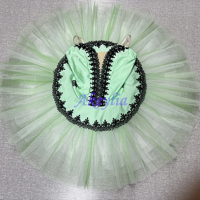 

Akeylia mint green with black professional ballet tutu performance pancake tutu competition Adjustable hook BLST20135