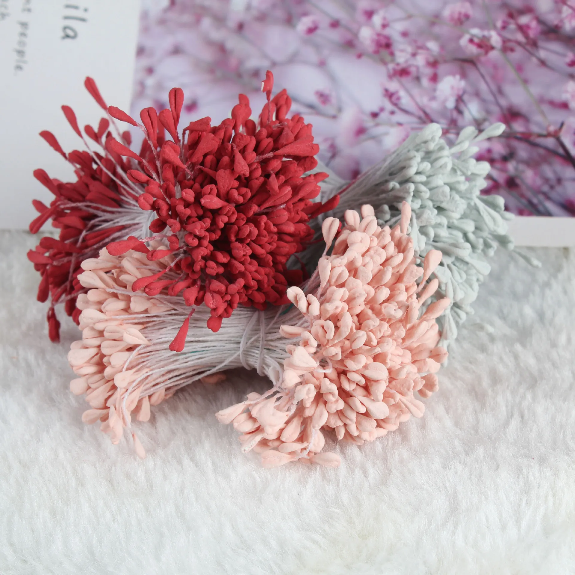 400pcs Simulation Matte Flower Core Match Head Gypsum Beads Stamen Rose Lily Flower Core DIY Handmade Accessories Material