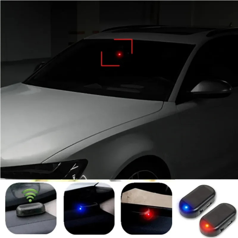 

1Pc Car Light Solar Powered Simulated Dummy Alarm Wireless Warning Anti-Theft Caution Lamp LED Flashing Imitation red and blue