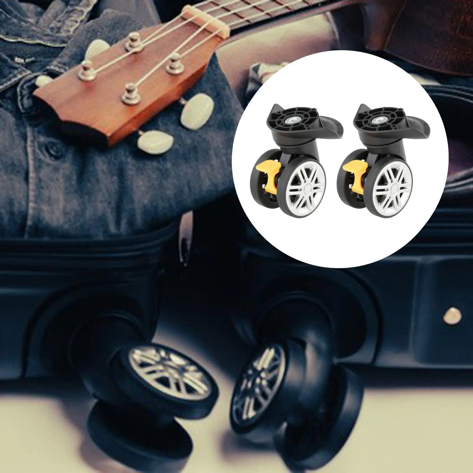 2Pcs Replacement Luggage Wheels A19 360 Degree Rotation Double Row Roller Universal Luggage Mute Wheel for Travel Suitcase Black