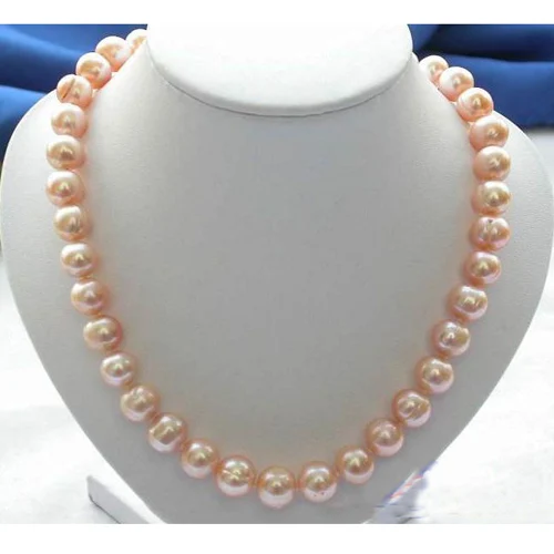 

Favorite Pearl Jewelry,17'' 11-12mm Pink Round Freshwater Cultured Pearl Necklace,Wedding Birthday Party Charming Lady Gift