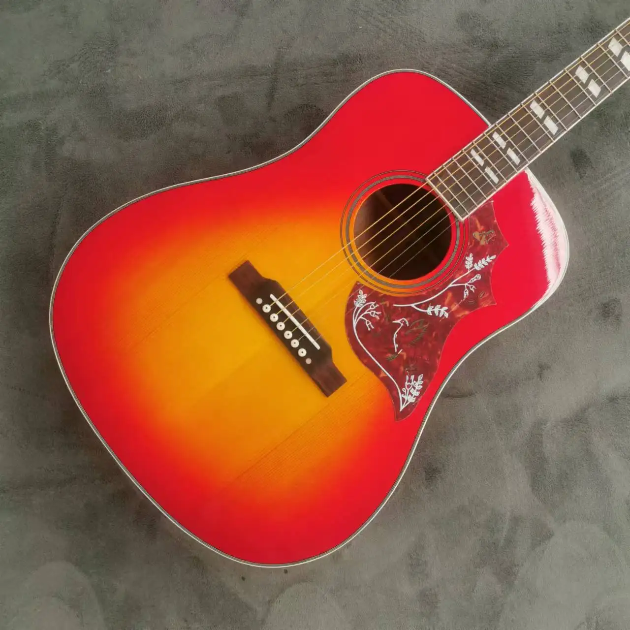 41 inch hummingbird series solid wood profile cherry red glossy paint acoustic acoustic guitar