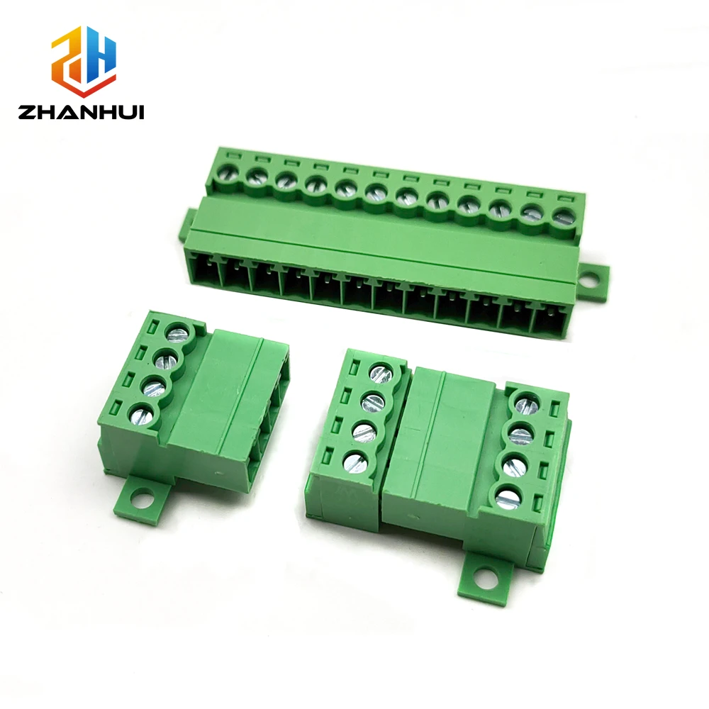 5 Pairs 15EDG 3.81mm Screw Terminal Block Connector Solderless Docking Type PCB Plug-in Green Terminal Block With Fixed Holes