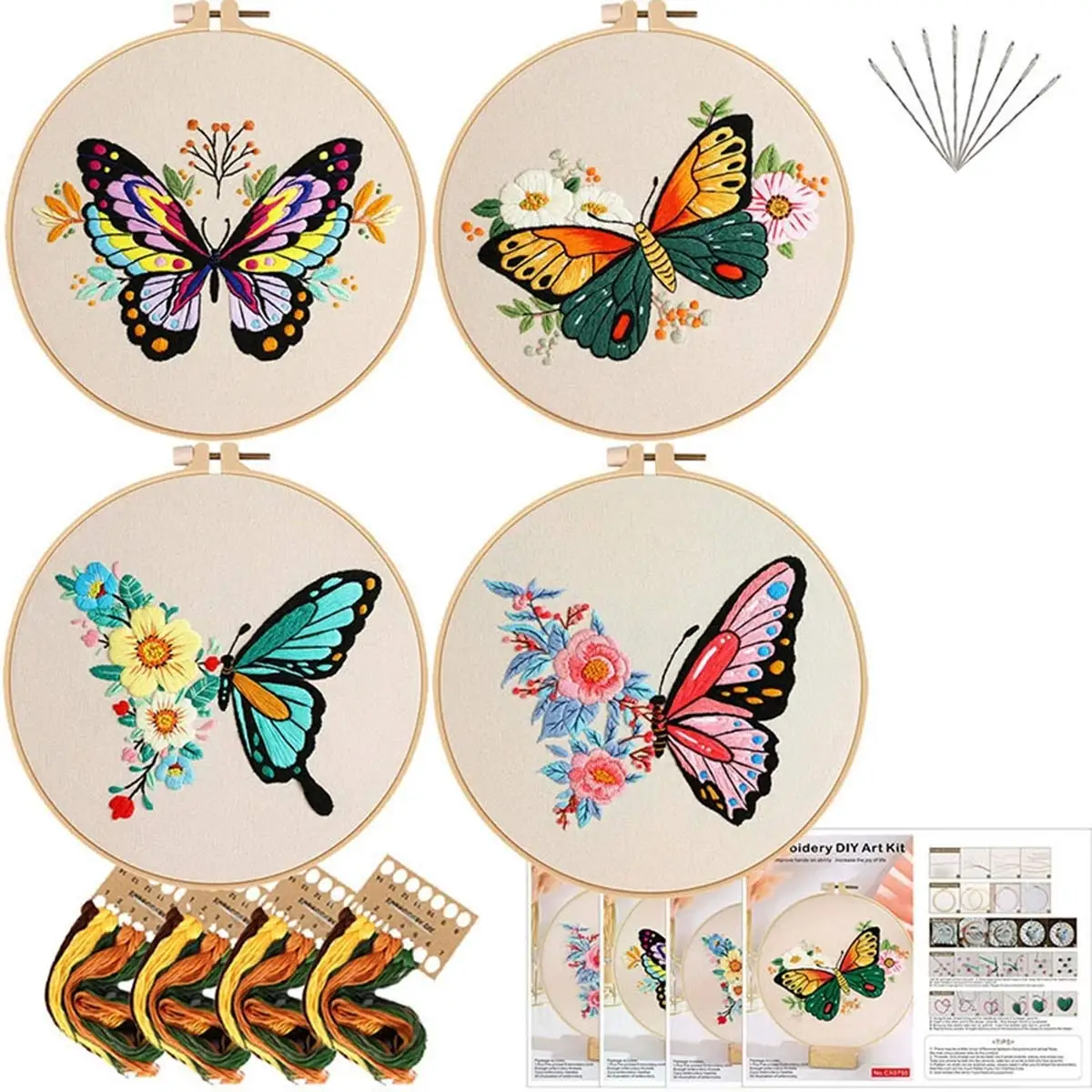 

Unfinished Embroidery Kit Fantastic Butterfly Flower Painting Decora Handwork Sewing Cross Stitch Set Thread Tools Material Pack