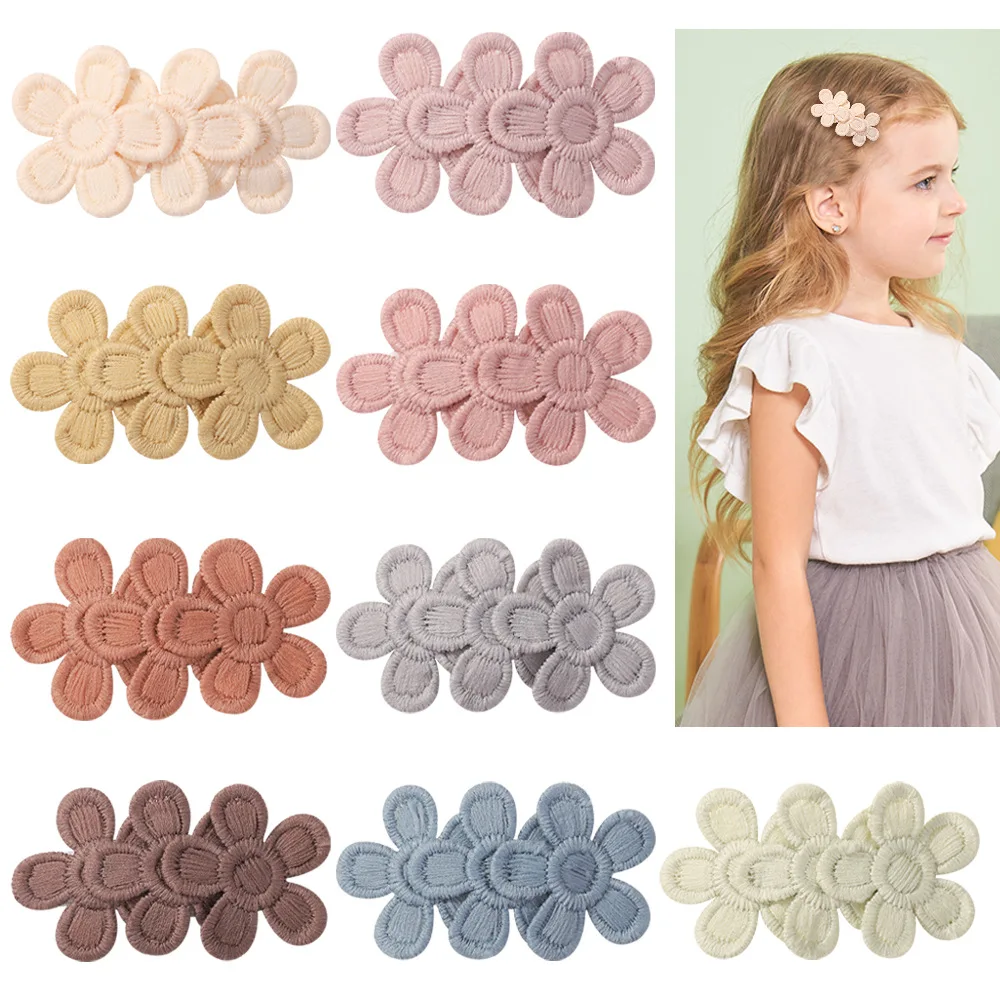

10PCS Girls Hair Clips Cute Sweet Flower Snaps Hairpins Baby Embroider Sunflower Barrettes Headwear for Kids Newborn