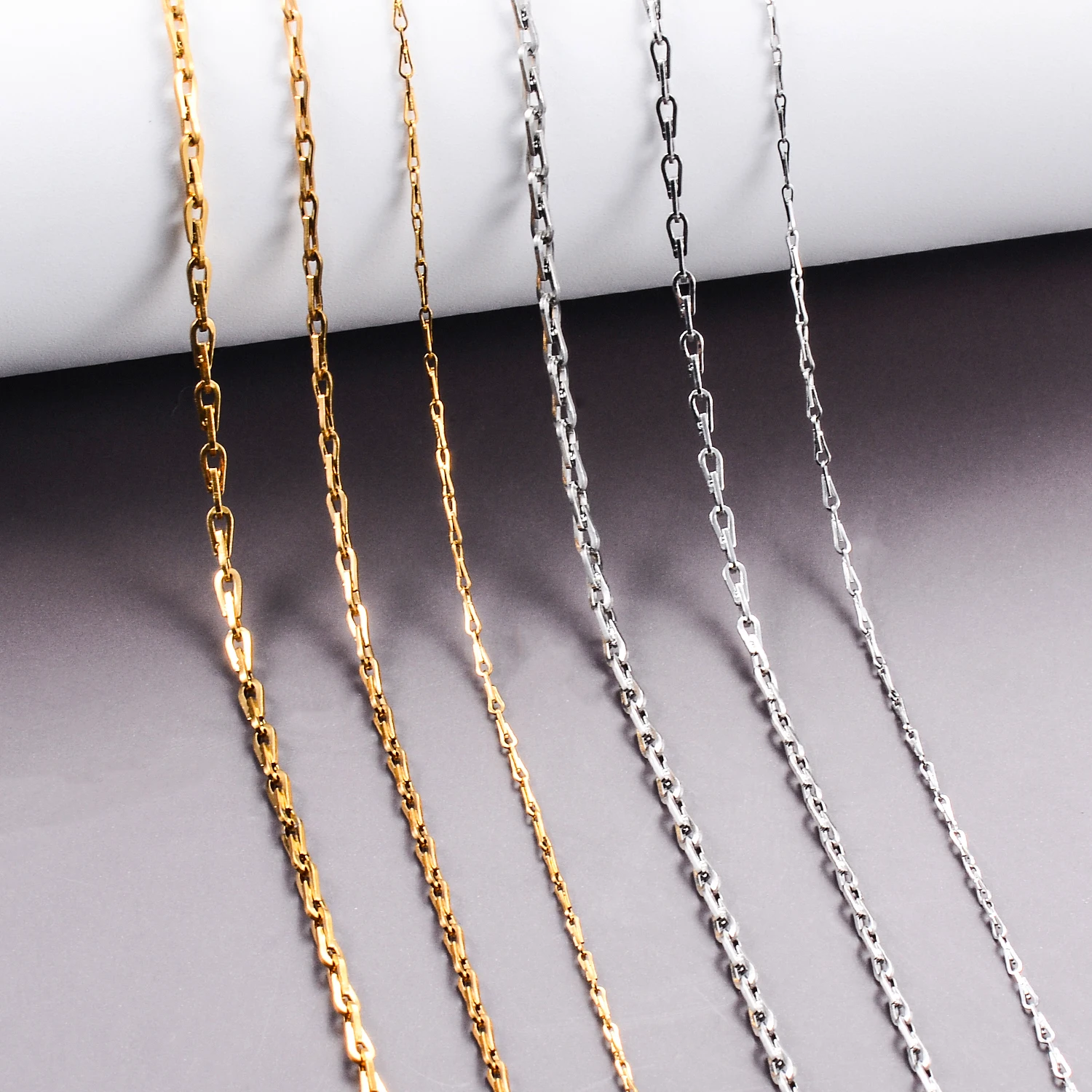 Wide 1.2/1.9/2.3mm Stainless Steel Inverted Triangle Necklace Link Chain Never Fade Waterproof Choker Fashion Jewelry