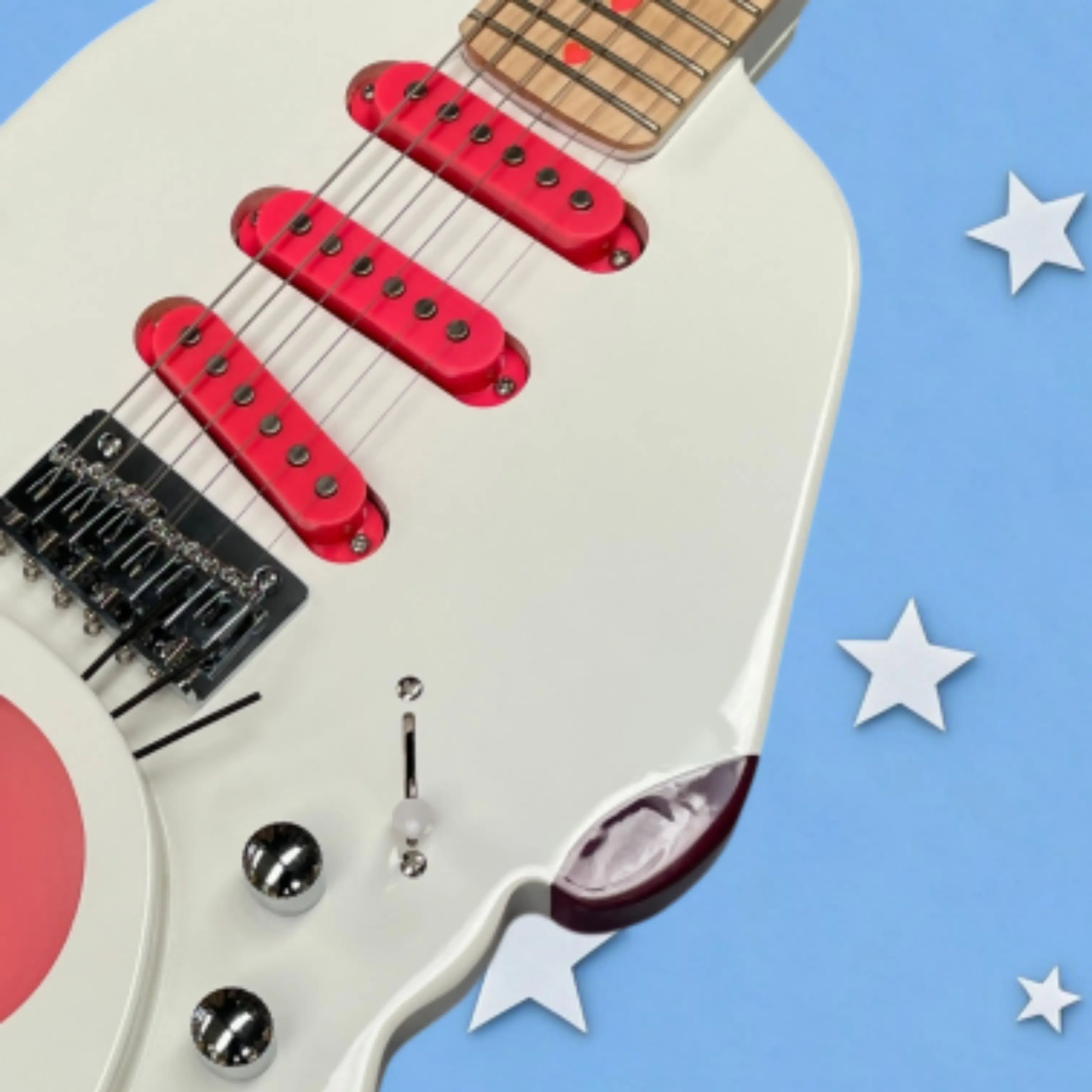 Cute Cartoon Electric Guitar, Maple Fretboard, Red SSS Pickups Guitars– Sweet Style For Girl Players & Stage Show Guitarra