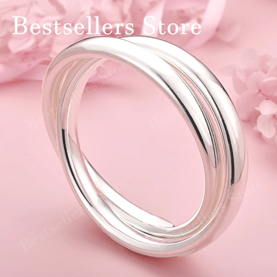 Elegant 925 sterling silver exquisite double ring bracelet for women's fashion parties and wedding accessories