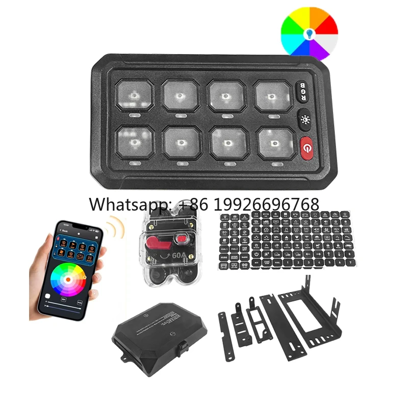 New 8 Gang Aluminum Programmable Switch Panel off Road 12 Volt Aux Light Circuit Control Relay Box 2 Year Warranty