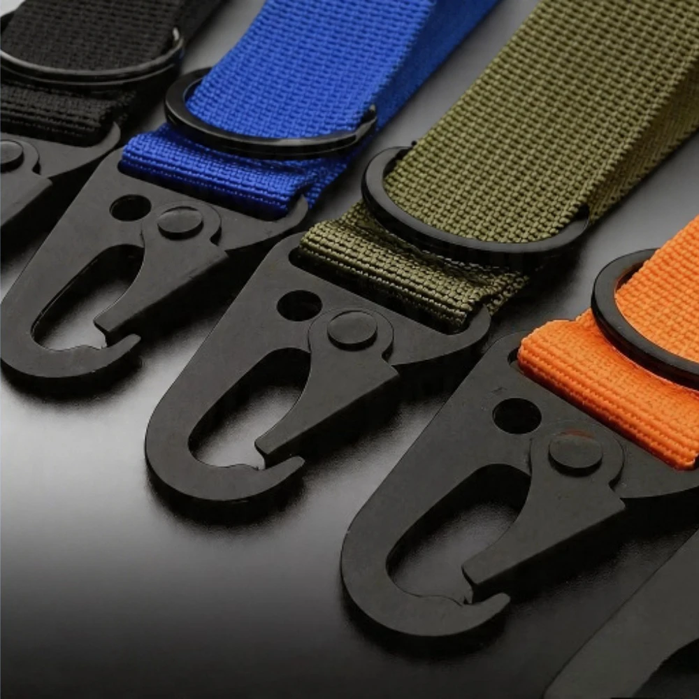 Custom Carabiner Nylon Keychain Hook Holder Webbing Buckle Hanging Backpack Belt Buckle Keyring Camping Hiking Accessory Gifts view 2