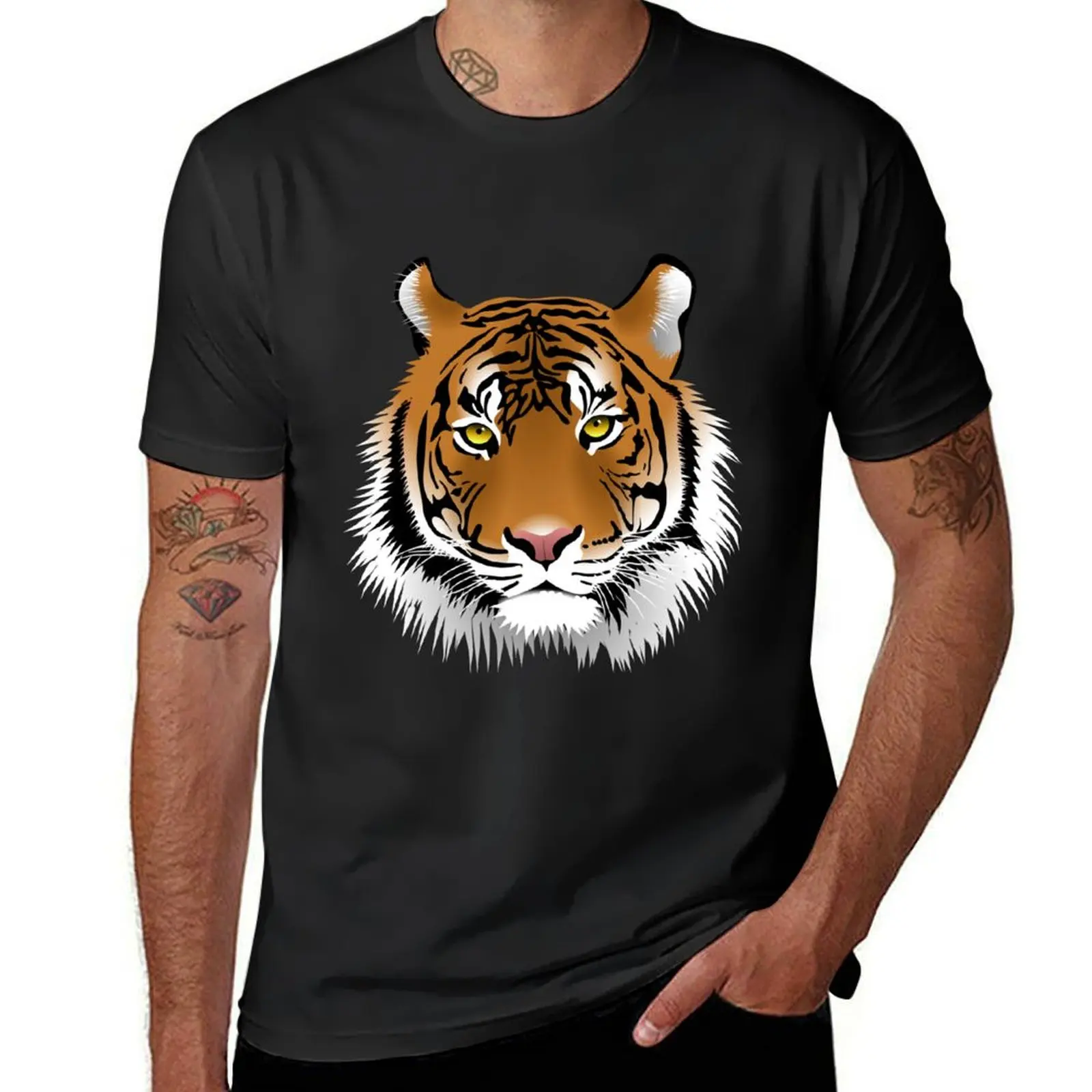 Magnificent Tiger Head Drawing T-Shirt blanks for a boy t shirts for men cotton