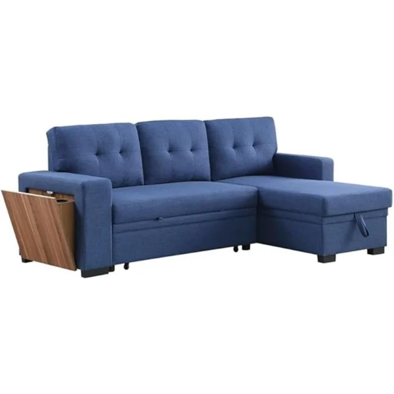 Fabric Reversible Modern Side Compartment Sleeper Sectional Sofa, L-Shape Design,Suitable for living room